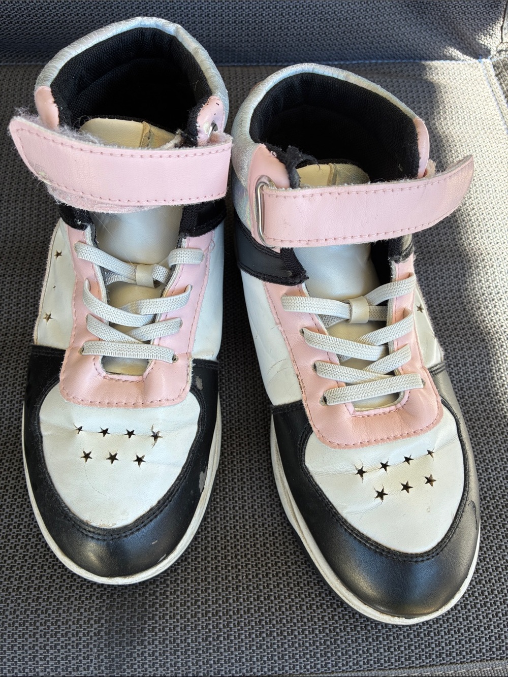Kids High-Top Sneakers - Pink, White & Black